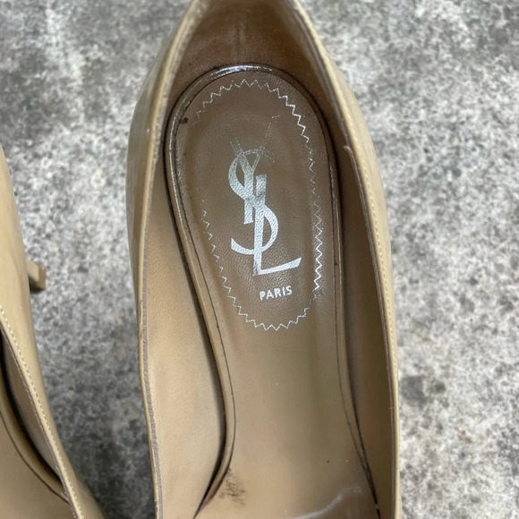 YSL  Saint Laurent Tribtoo Taupe Leather Pumps, size 37.5 - Picture 10 of 16